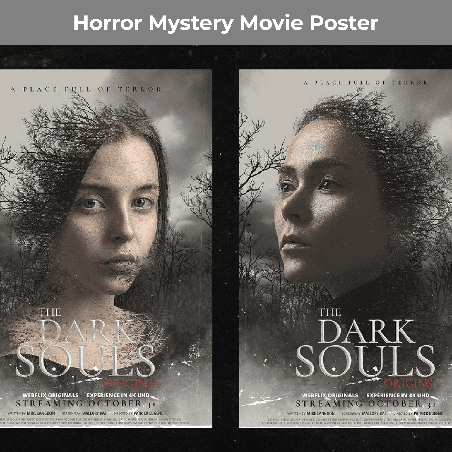 Horror Mystery Movie Poster cover image.