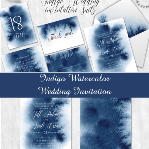 Indigo Watercolor Wedding Invitation preview 1500x1500 1