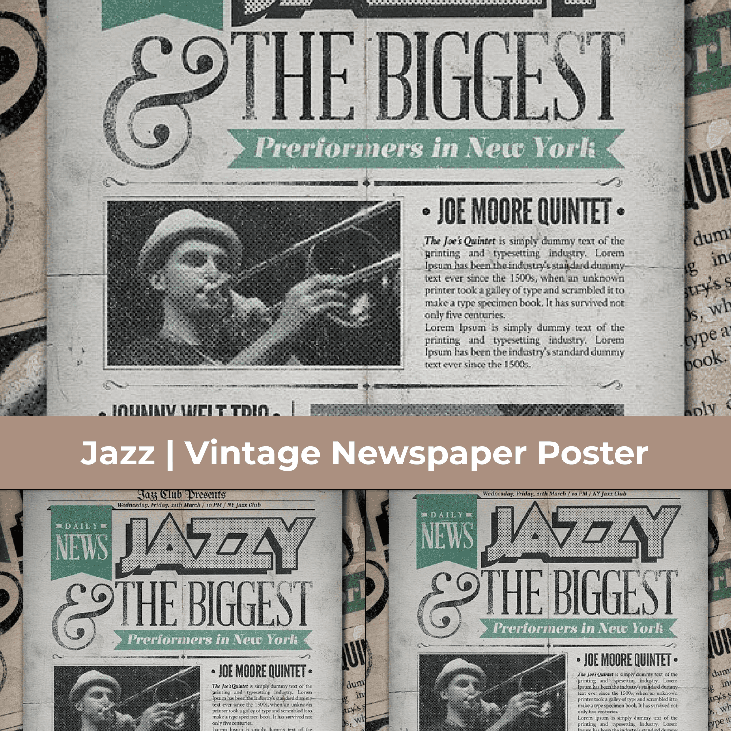 Jazz Vintage Newspaper Poster preview image.