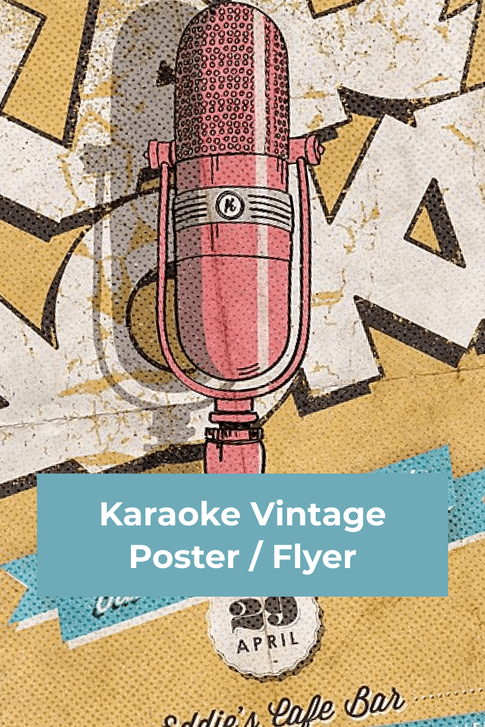Karaoke Vintage Poster Flyer pinterest image.