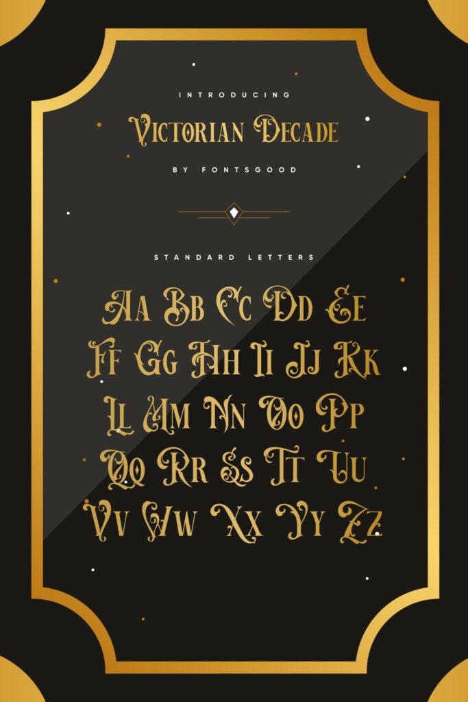MasterBundles Pinterest Collage Image with Victorian Decade Free Font Alphabet.