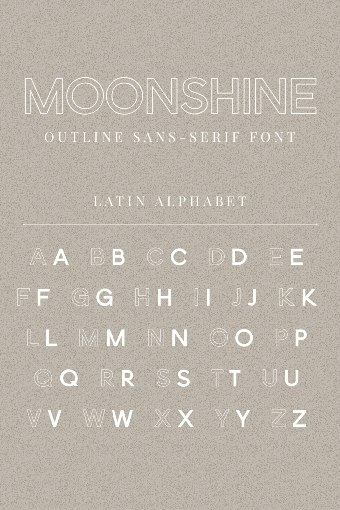 MasterBundles Pinterest with Moonshine Outline Sans Serif Font Latin Alphabet.