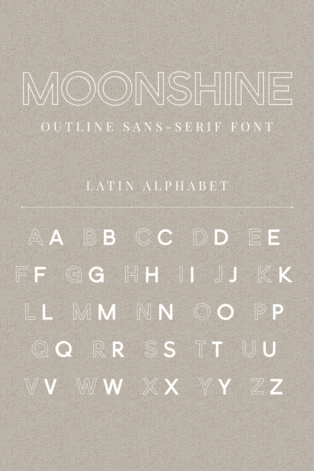 MasterBundles Pinterest with Moonshine Outline Sans Serif Font Latin Alphabet.