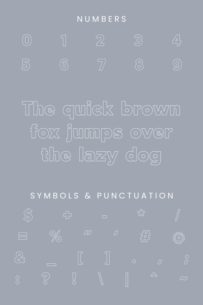 MasterBundles Pinterest Preview with Canopy Outline Sans Serif Font Numbers, Symbols and Punctuation.