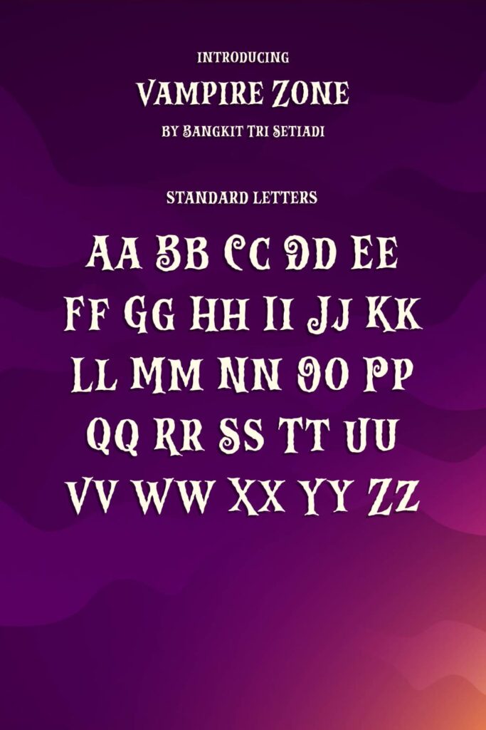 MasterBundles Pinterest Vampire Zone Free Font Pinterest Collage Image with Alphabet.