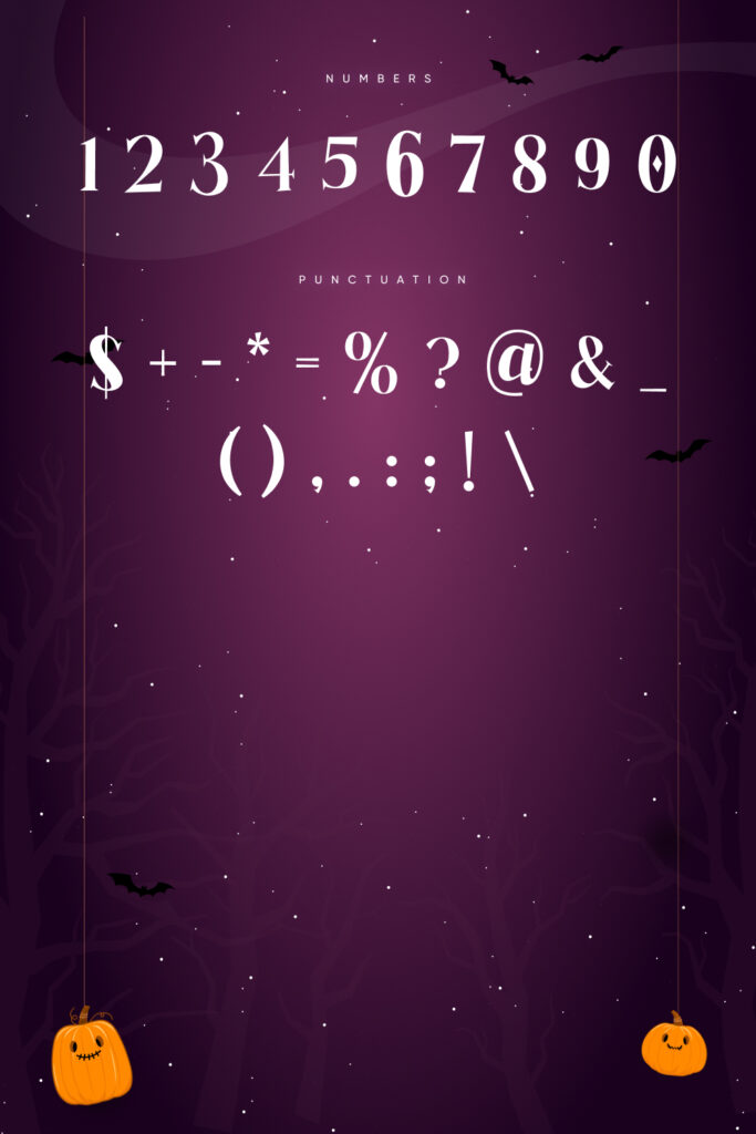 MasterBundles Pinterest Preview with Wizardry Night Free Font Numbers and Punctuation.