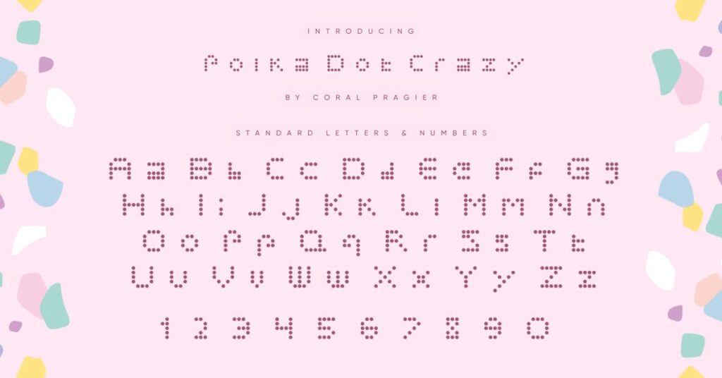 MasterBundles Polka Dot Crazy Free Font Facebook Collage Image with Alphabet.