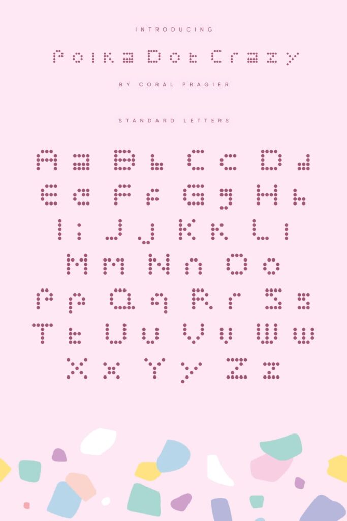MasterBundles Polka Dot Crazy Free Font Pinterest Collage Image with Standart Letters Preview.
