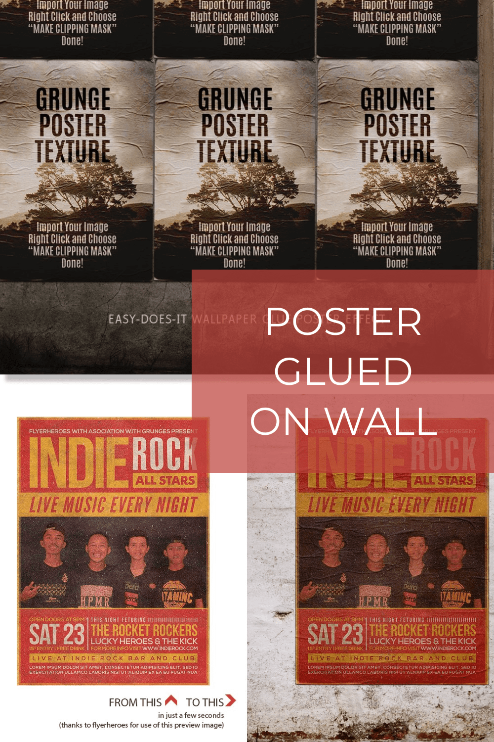 Poster Glued on Wall pinterest image.