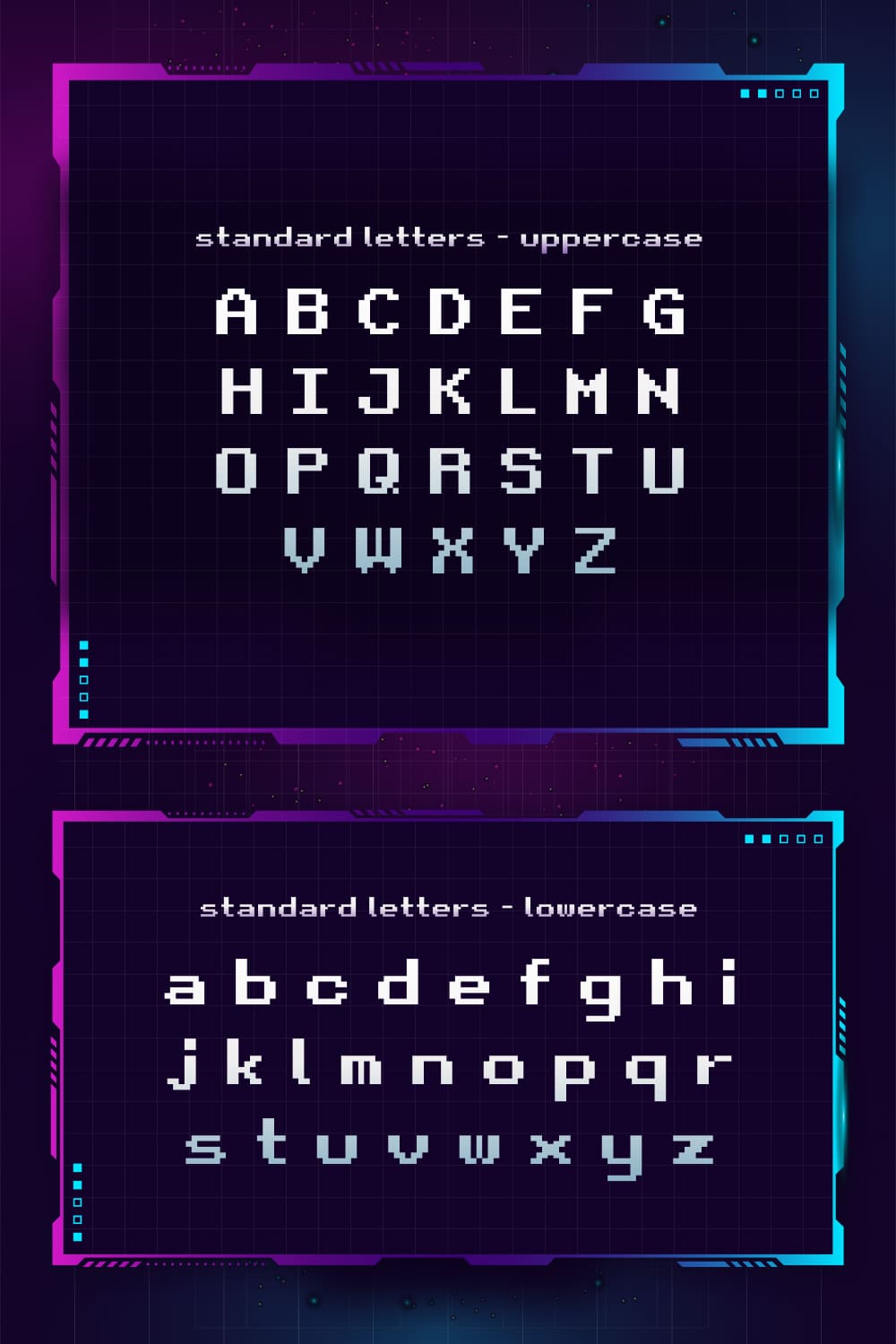 Retro Gaming Font Free Lowercase and Uppercase Pinterest Preview by MasterBundles.