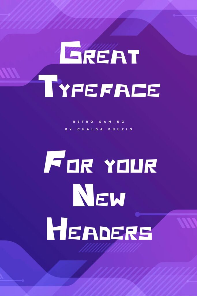 Retro Gaming Free Font Pinterest MasterBundles Preview with Example Phrase.