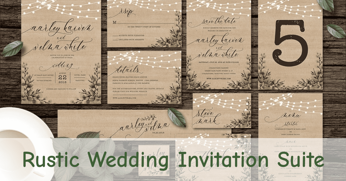 Rustic Wedding Invitation Suite Facebook image.