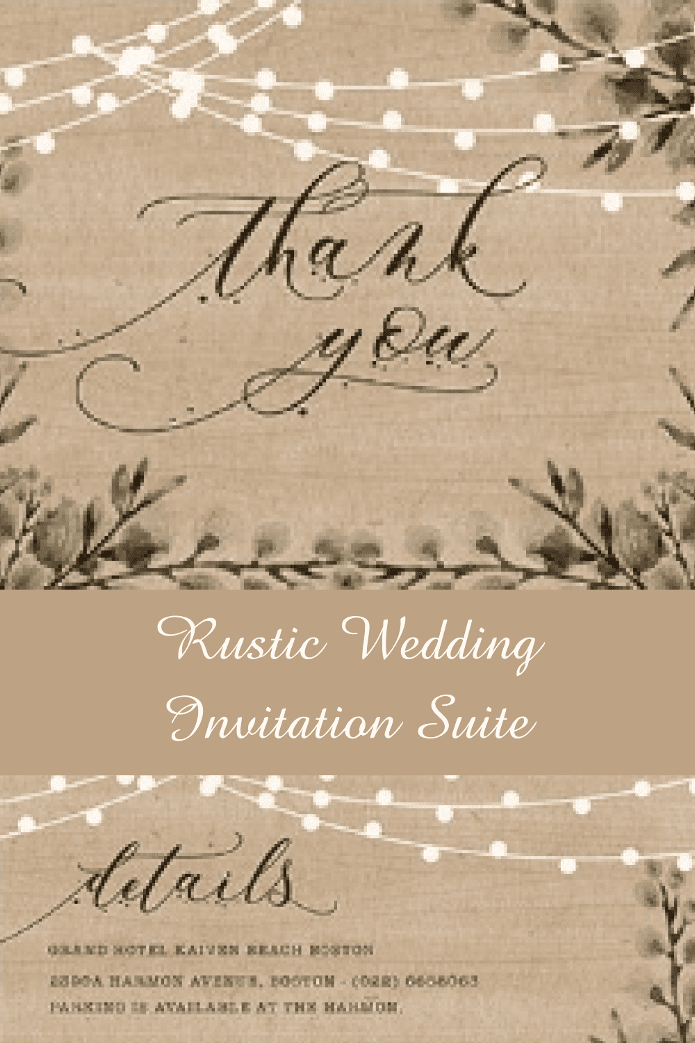 Rustic Wedding Invitation Suite Pinterest image.
