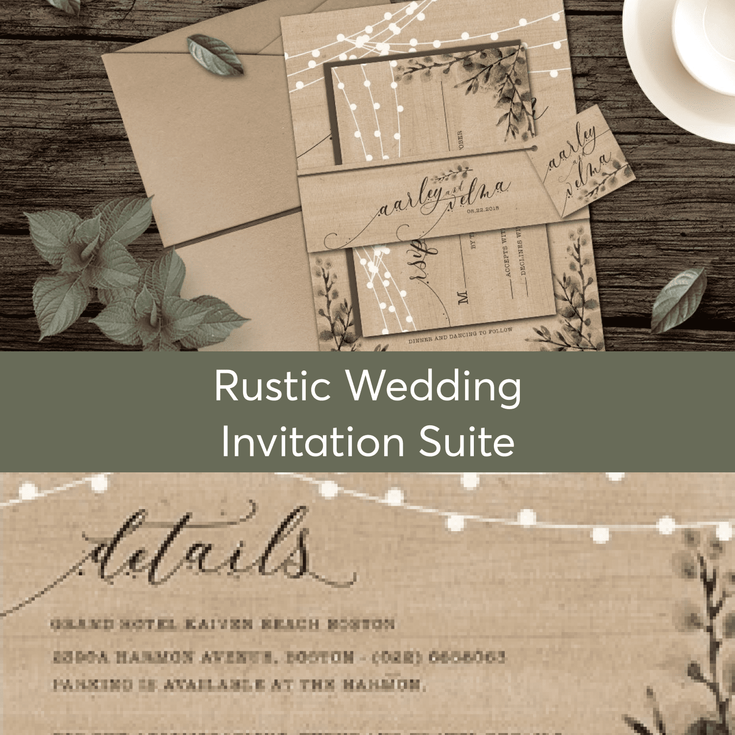 Rustic Wedding Invitation Suite preview image.