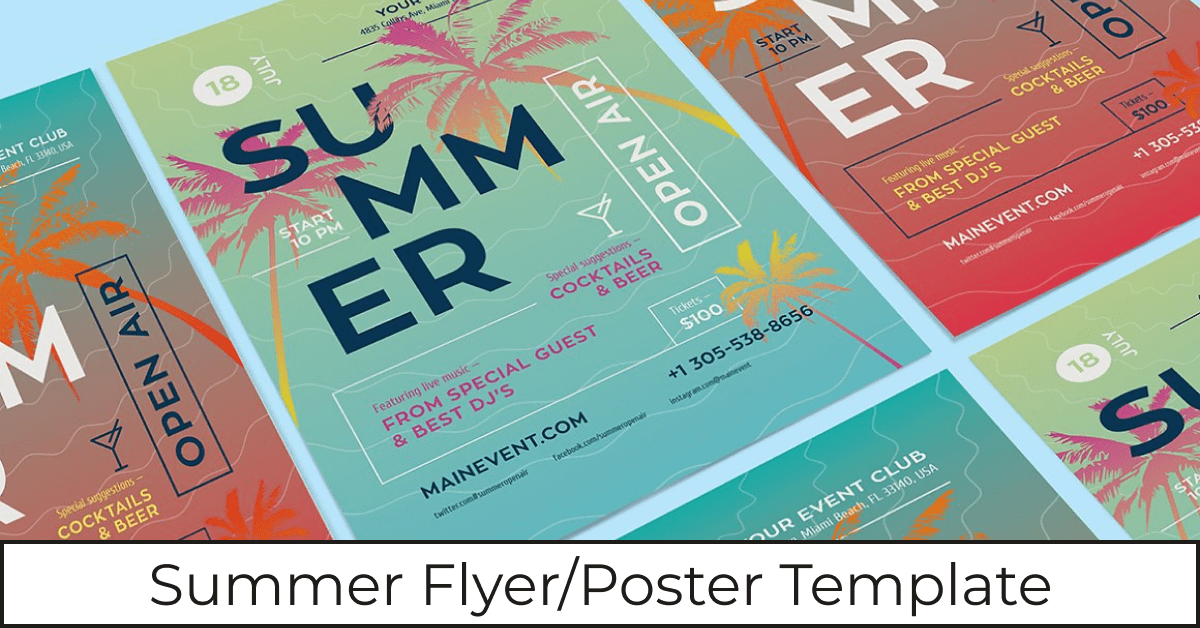 Summer FlyerPoster Template facebook image.