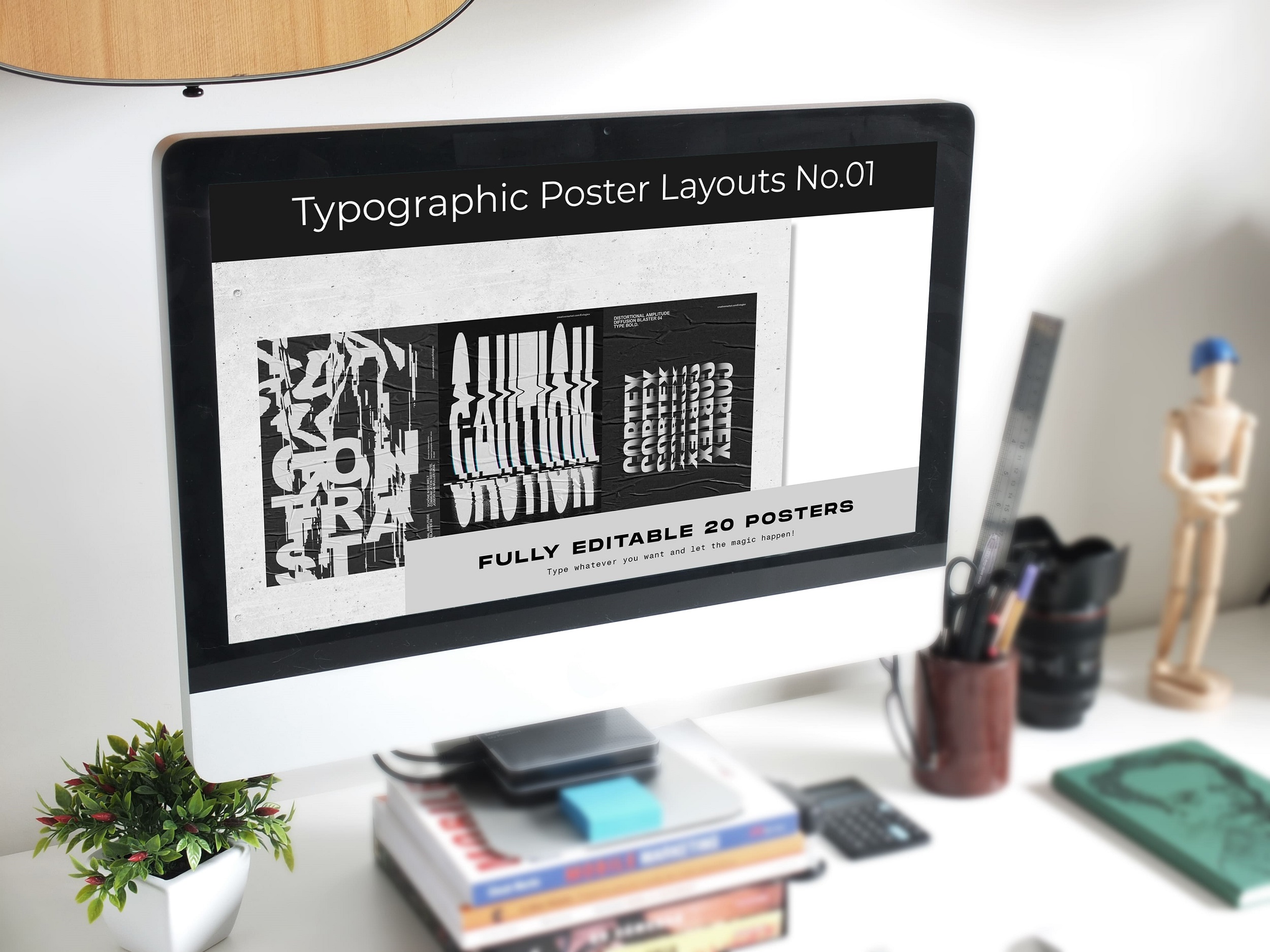 Typographic Poster Layouts No.01 desktop mockup.