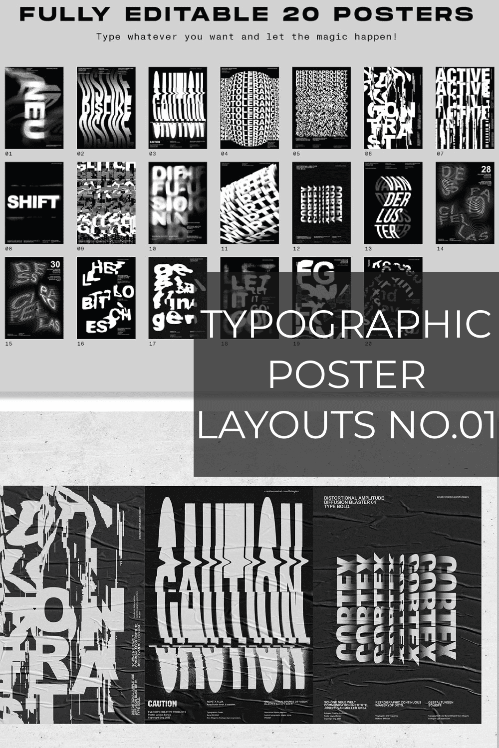 Typographic Poster Layouts No.01 pinterest image.