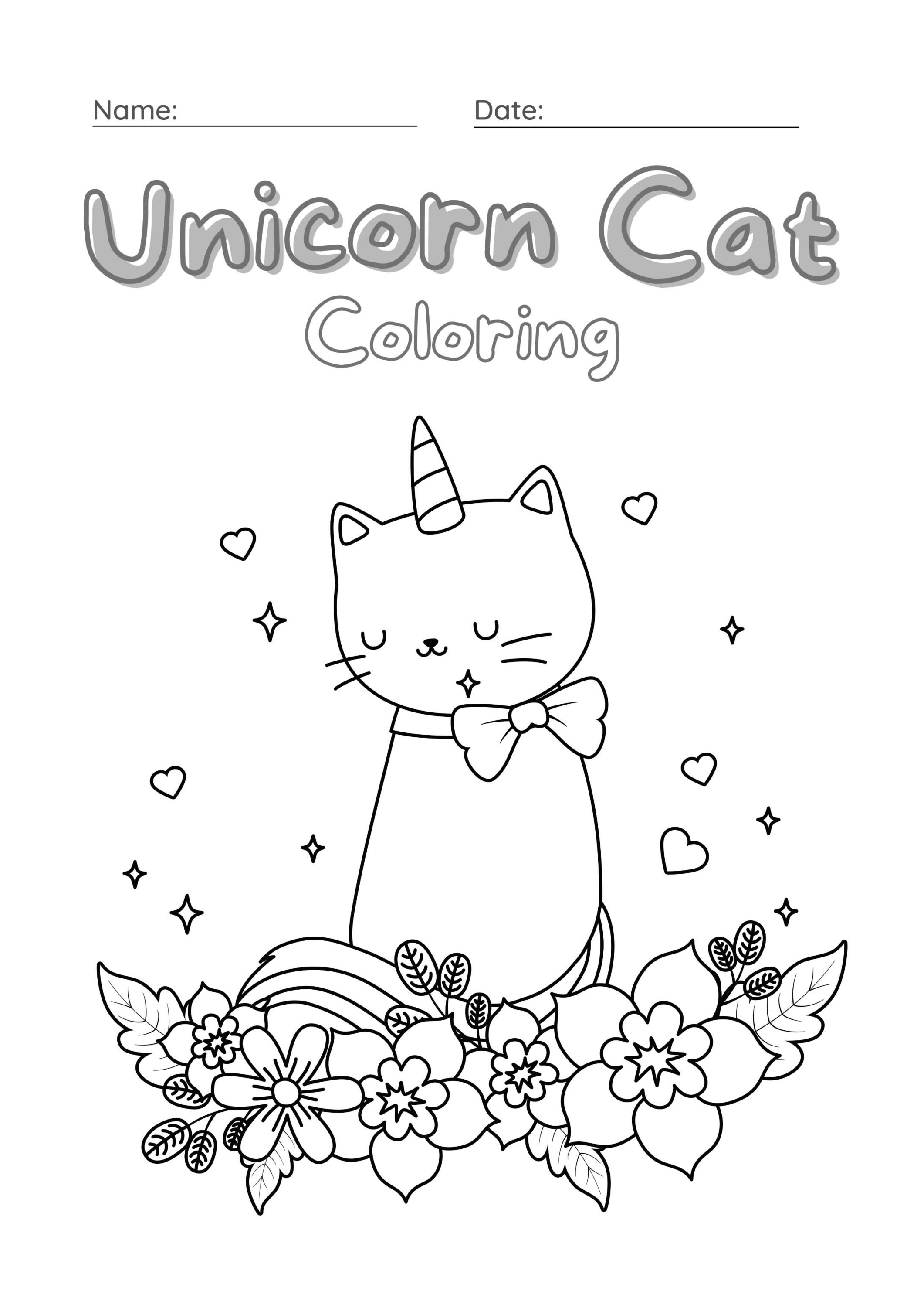 27 pages unicorn cat coloring worksheet master bundles