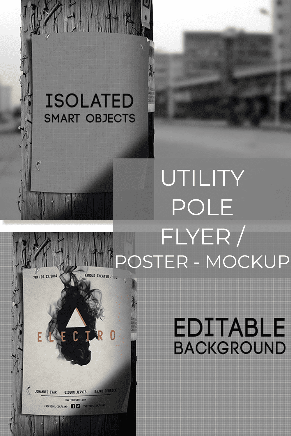 Utility Pole Flyer Poster Mockup pinterest image.