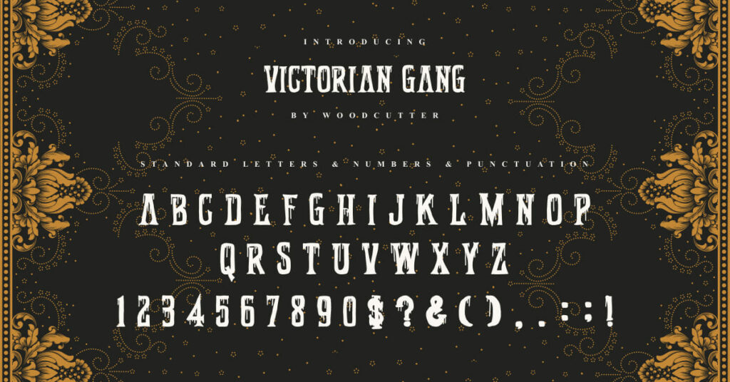 Victorian Gang Free Font MasterBundles Facebook Collage Image.