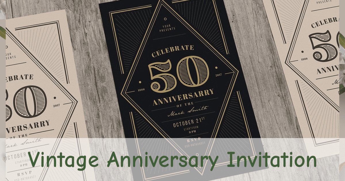 Vintage Anniversary Invitation Facebook image.