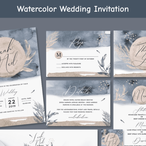 Watercolor Wedding Invitation cover image.