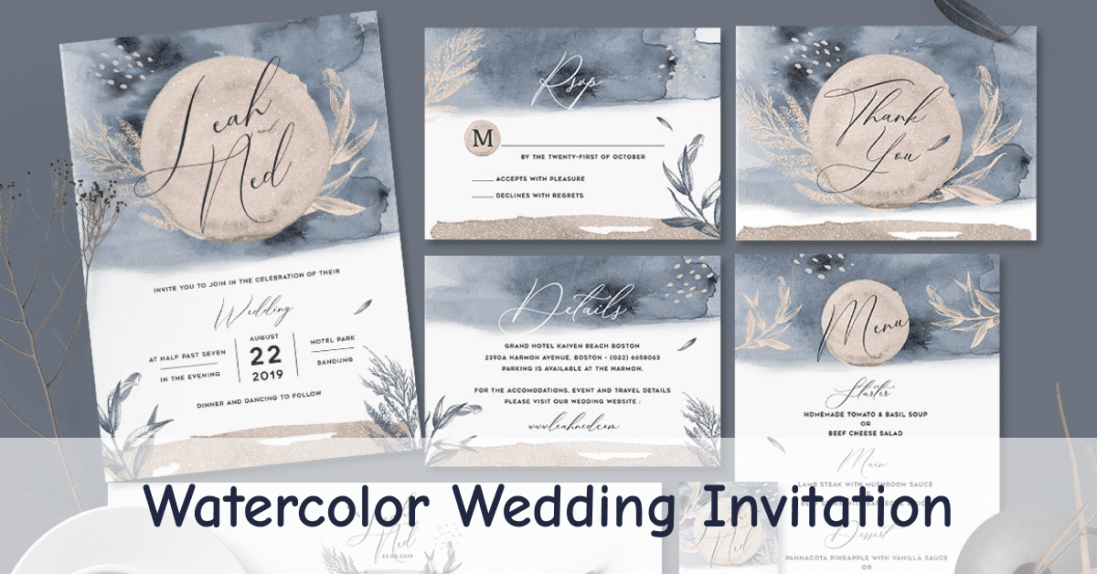 Watercolor Wedding Invitation facebook image.