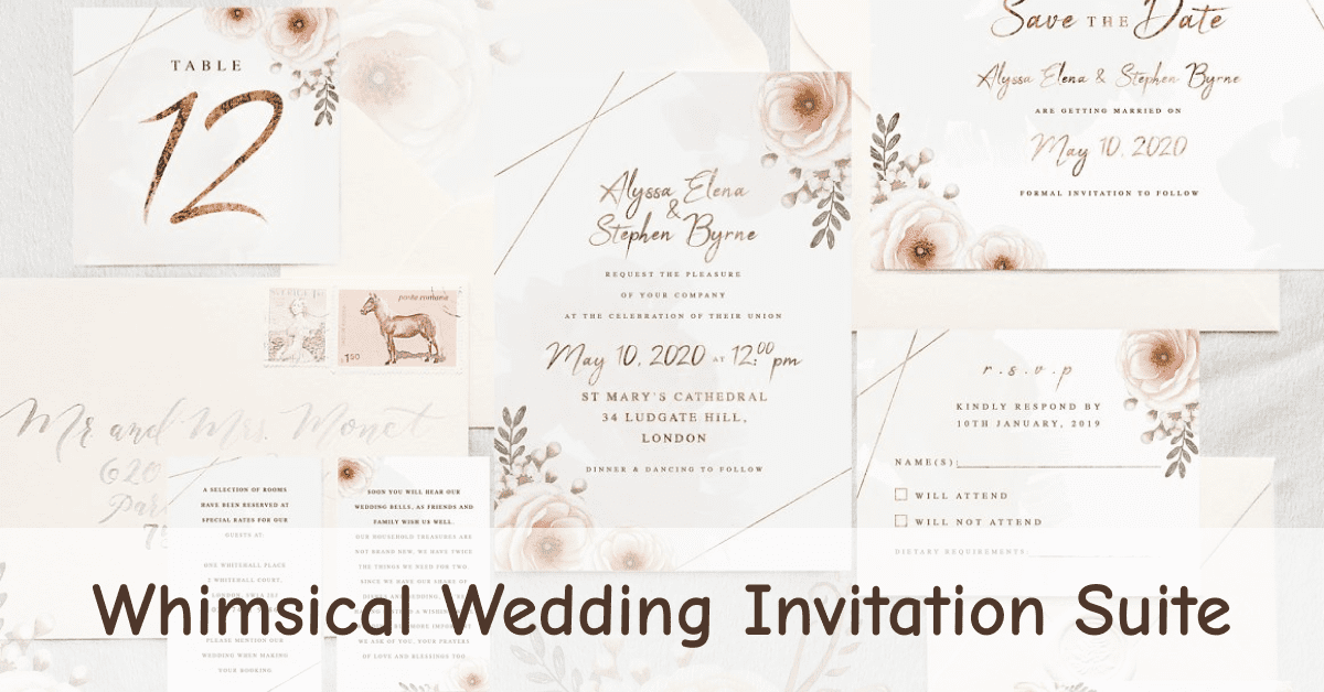 Whimsical Wedding Invitation Suite Facebook image.