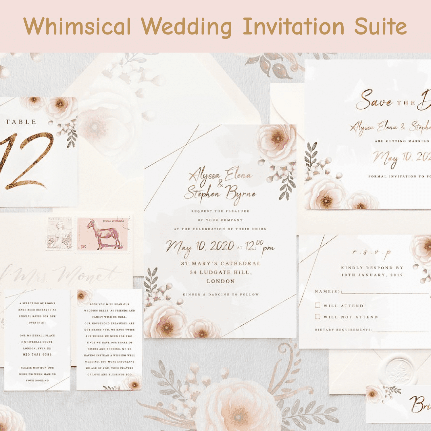 Whimsical Wedding Invitation Suite cover image.