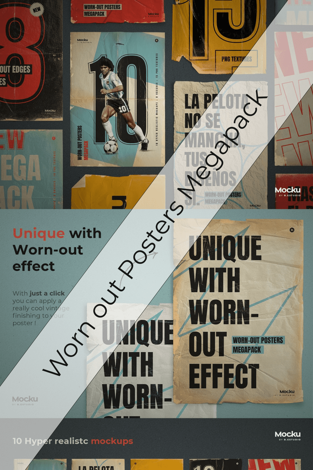 Worn out Posters Megapack Pinterest image.