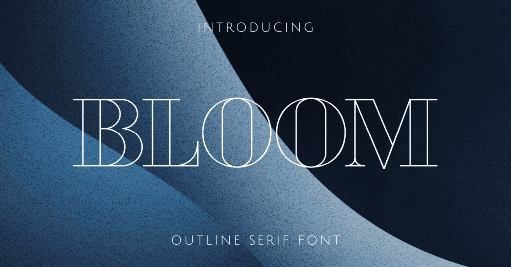 Bloom outline serif font Facebook collage image by MasterBundles.