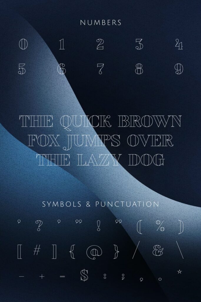 Bloom outline serif font Pinterest MasterBundles Preview with numbers and punctuation.
