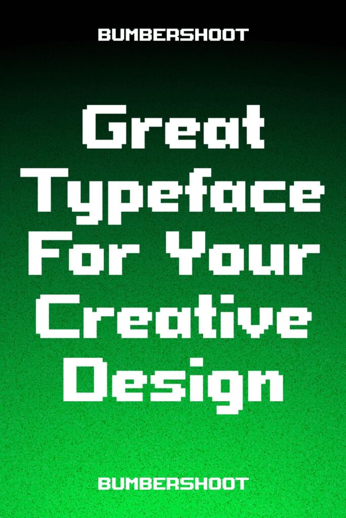 Bumbershoot pixel font Pinterest Preview with example phrase.