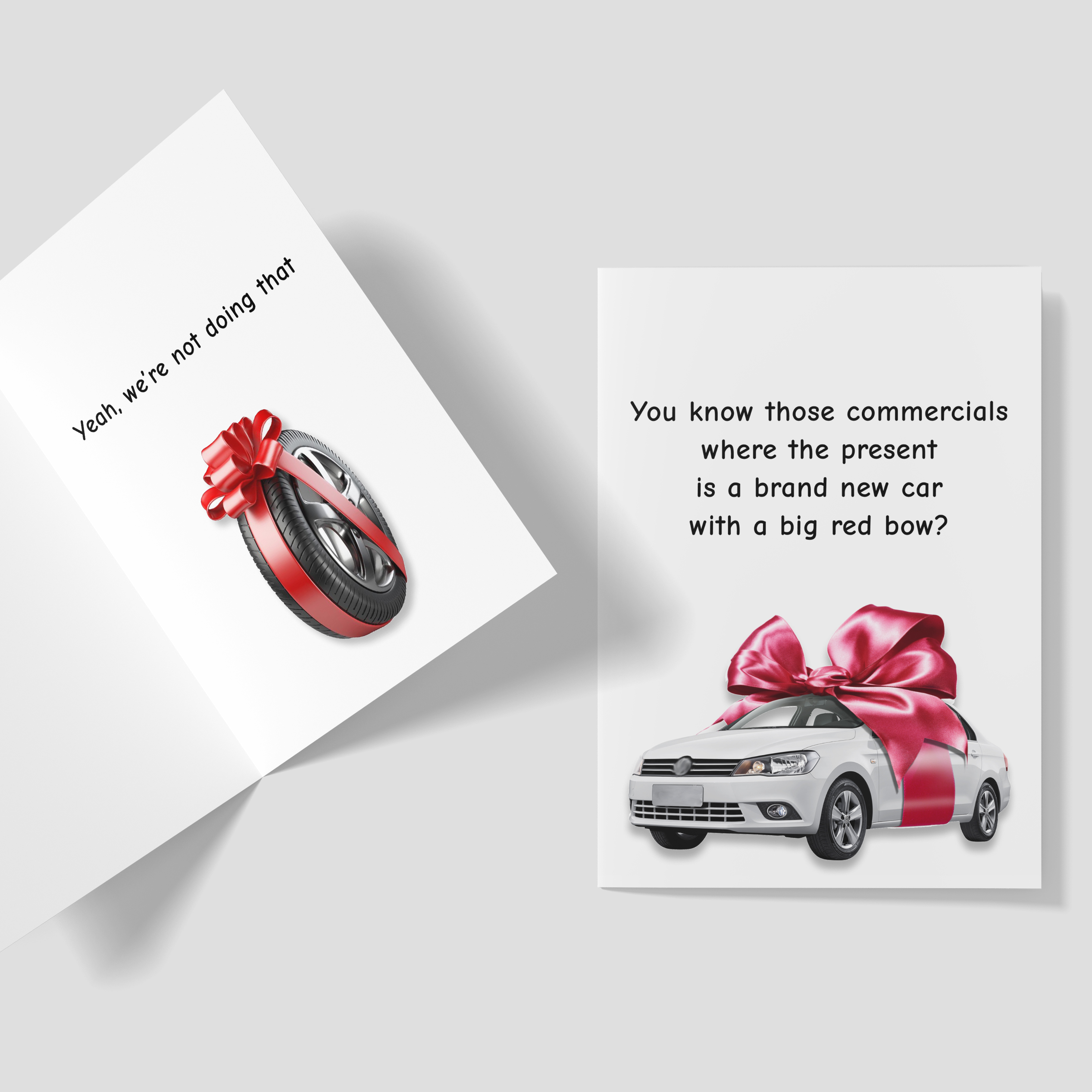christmas card brand new car with a big red bow first cover