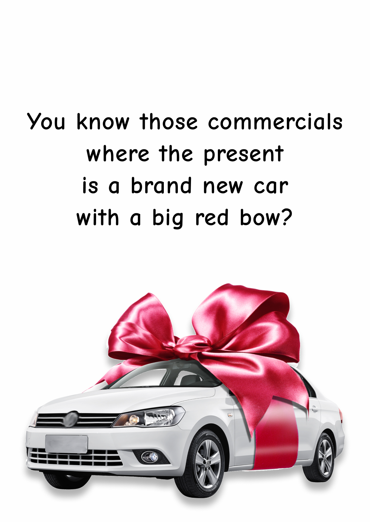 christmas card brand new car with a big red bow preview.