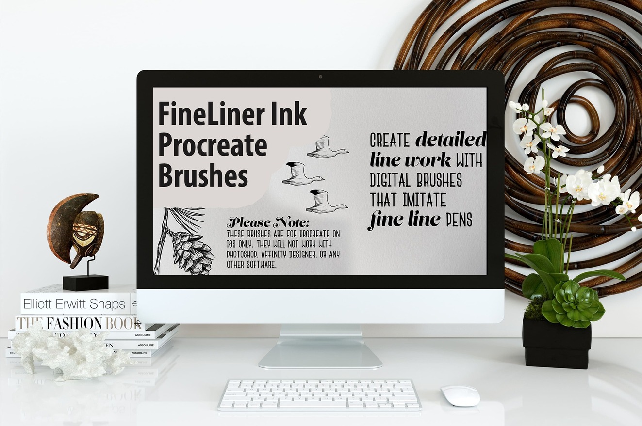 FineLiner Ink Procreate Brushes On The Monoblock.