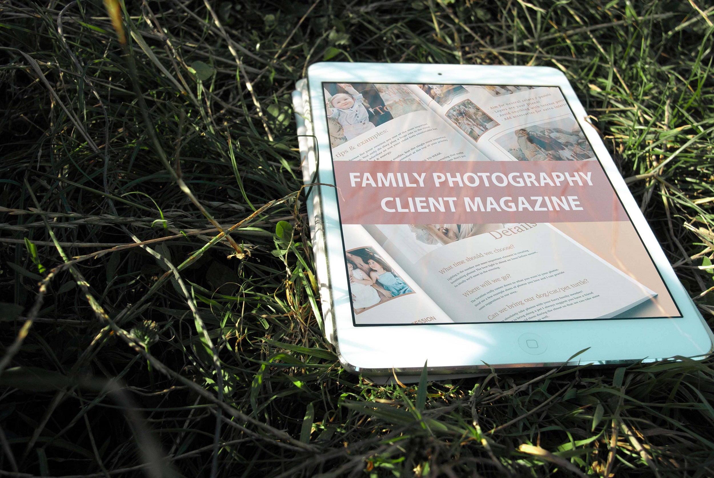 family photography client magazine tablet mockup