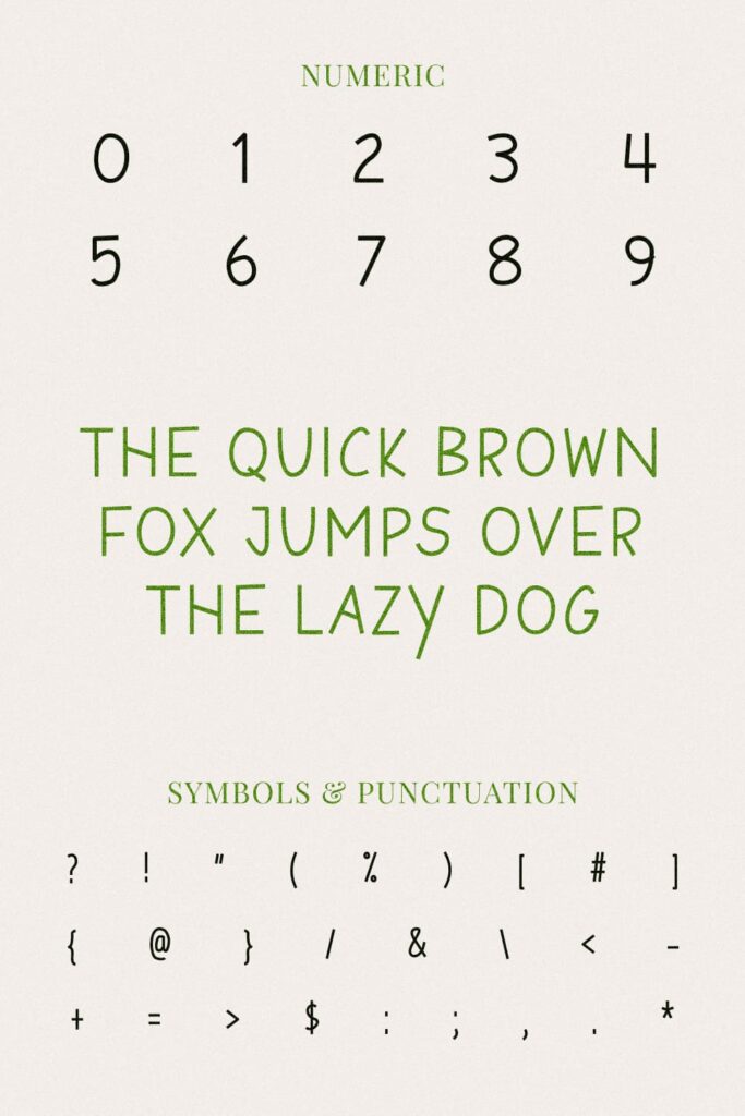 Farm house fs free font Pinterest MasterBundles preview with numeric, symbols and punctuation.