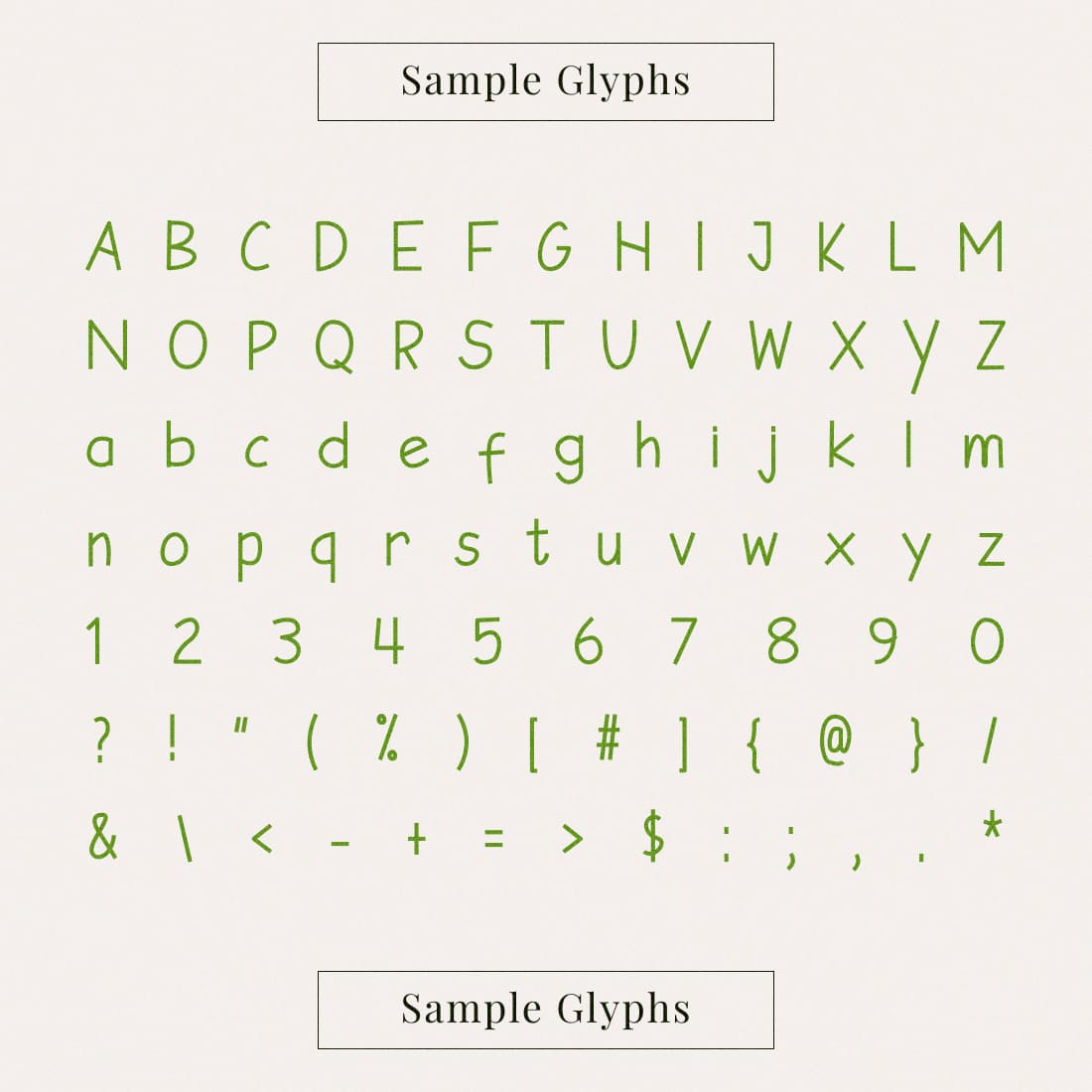 Farm house fs free font sample glyphs.