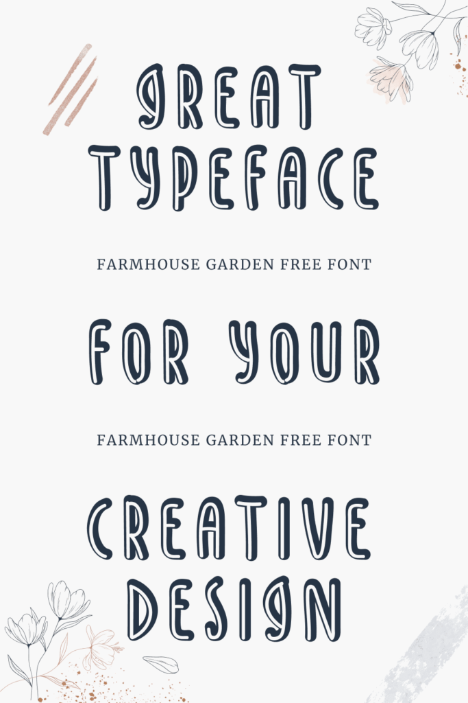 Example phrase using Farmhouse garden free font Pinterest preview.