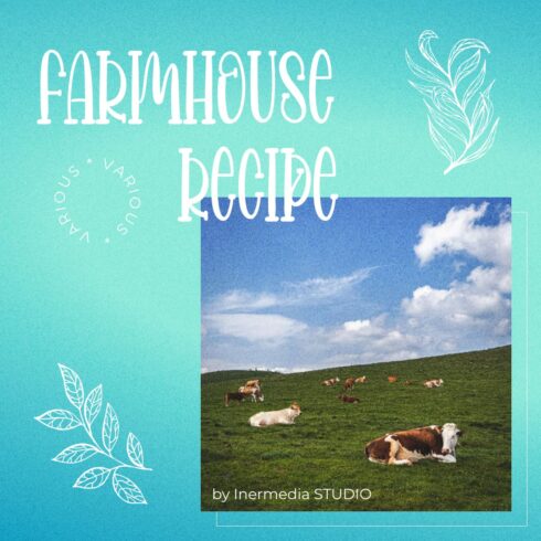 Farmhouse recipe free font awesome MasterBundles main preview.