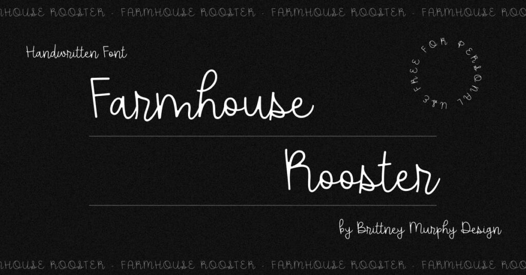 Farmhouse rooster free font Facebook by MasterBundles.