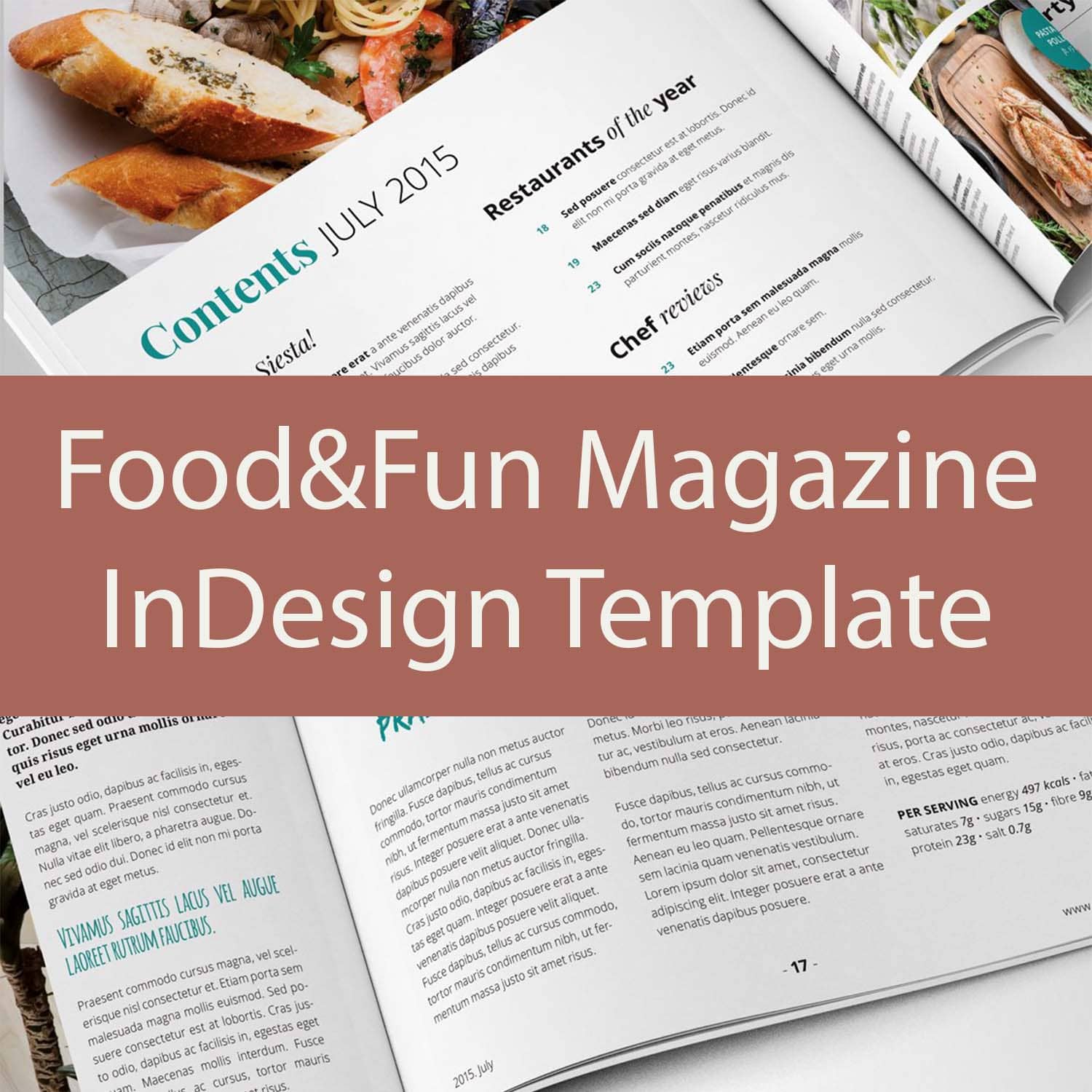 foodfun magazine indesign template cover