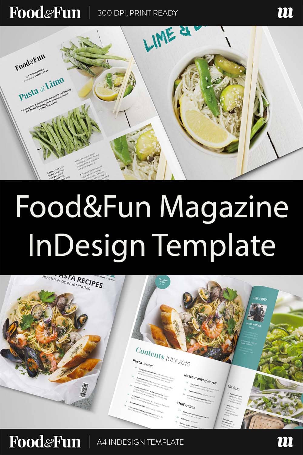 foodfun magazine indesign template pinterest image.