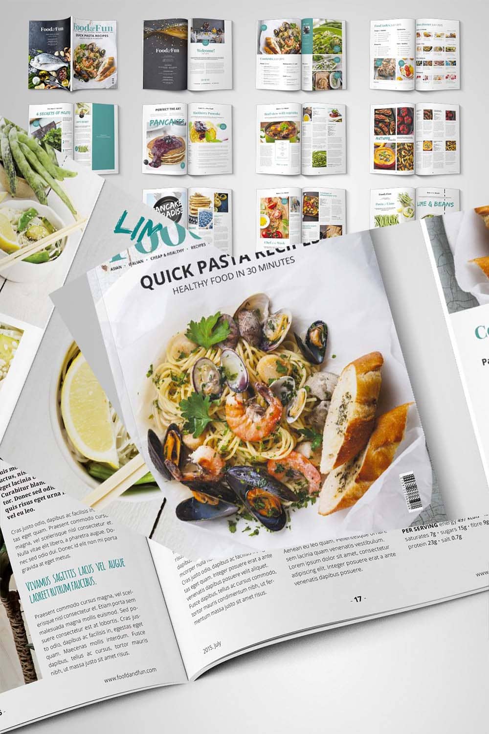 foodfun magazine indesign template pinterest image.