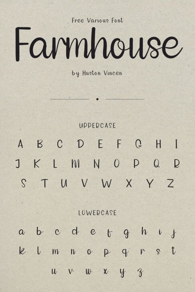 Free farmhouse font Pinterest uppercase lowercase preview by MasterBundles.