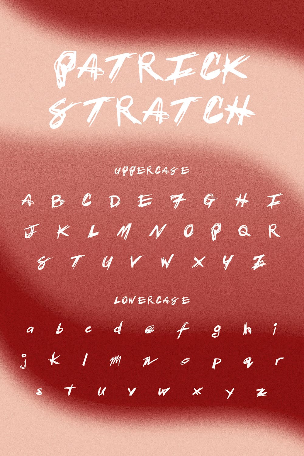 Free Patrick Scratch Font Pinterest MasterBundles Collage Image with alphabet.