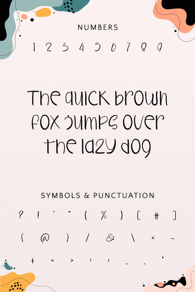 Free rustic farmhouse font MasterBundles Pinterest preview with numbers, symbols and punctuation.