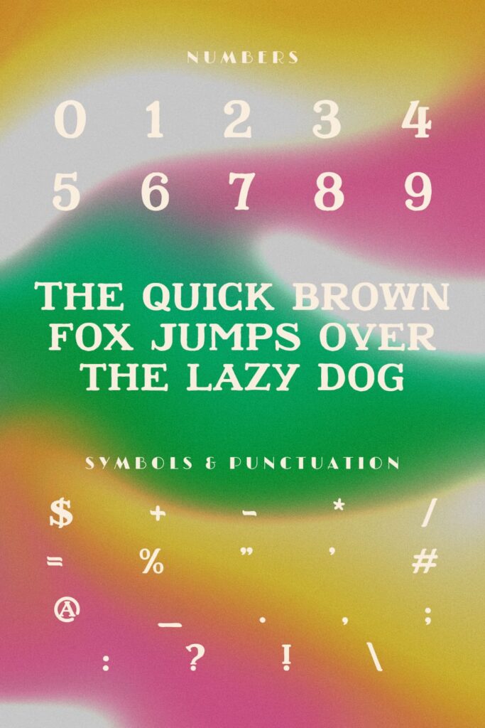 Genuine Slab Serif Font Pinterest MasterBundles Preview with symbols, punctuation and numbers.