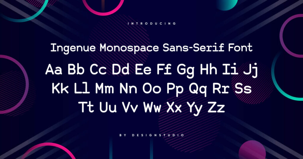 Ingenue monospace sans serif font MasterBundles Facebook collage image.